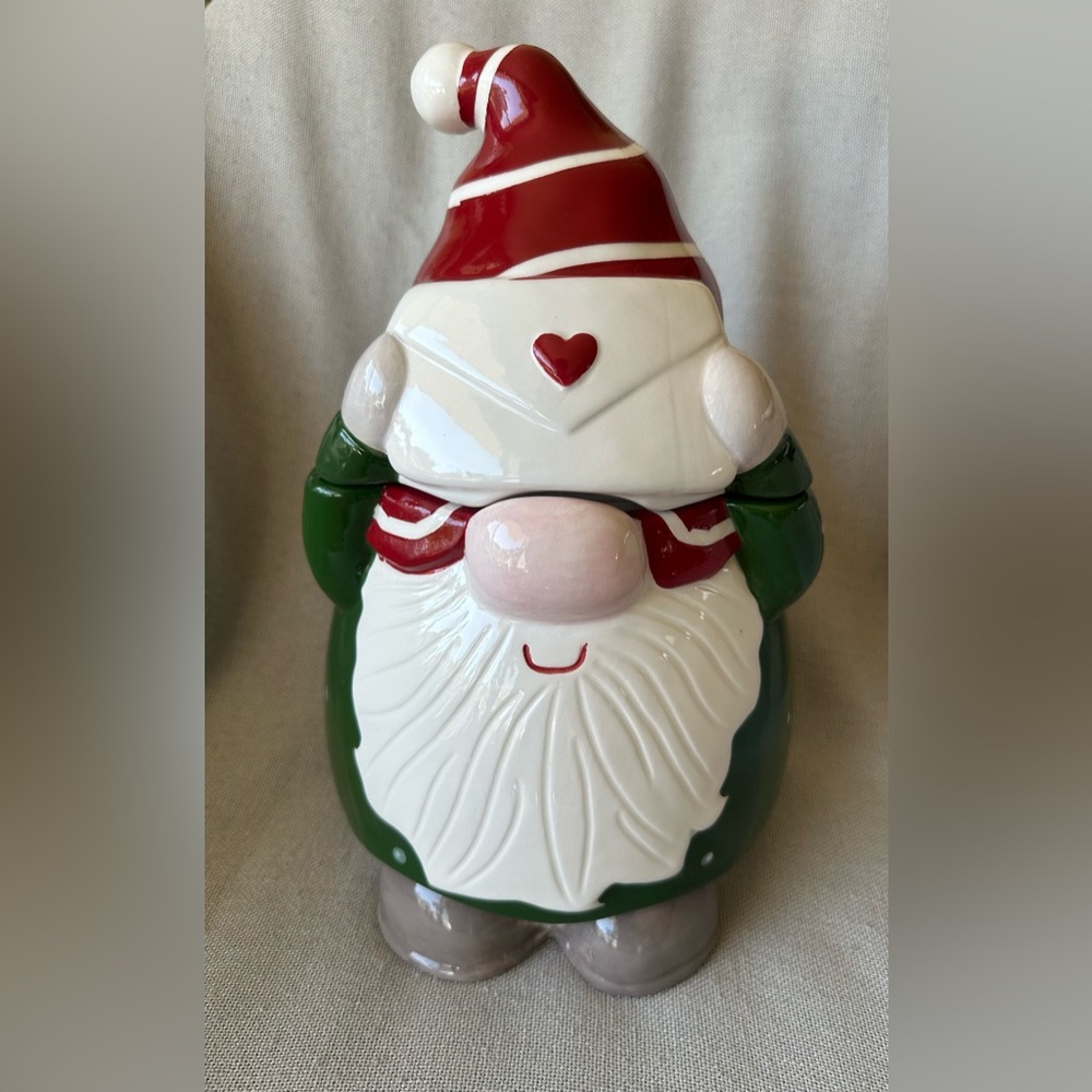 10 Strawberry Street Whimsical Cupboard Gnome Heart Canister Jar 13” - Picture 1 of 7
